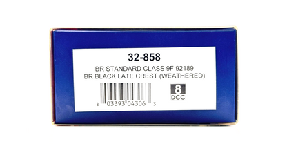 BACHMANN 00 GAUGE - 32-858 - BR STANDARD CLASS 9F 92189 BR BLACK WEATHERED BOXED