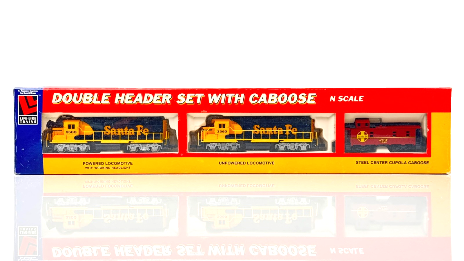 LIFE LIKE N GAUGE - 7602 - GP38 LOCOMOTIVE WITH DUMMY & CABOOSE AT&SF - SPARES