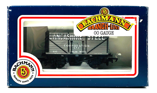 BACHMANN 00 GAUGE - 33-152 - 9 PLANK COKE WAGON 'LANCASHIRE STEEL' GREY BOXED