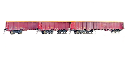 KIT BUILT 00 GAUGE - RAKE OF 3 EWS MAROON/GOLD MBA OPEN BOX WAGONS UNBOXED