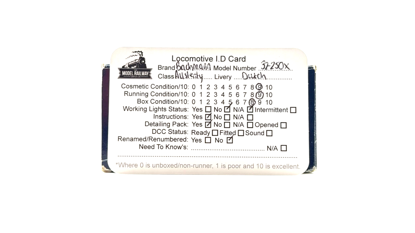 BACHMANN 00 GAUGE - 32-250X - DUTCH NS LIVERY AUSTERITY NO.4479 GREEN LOCOMOTIVE