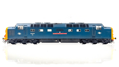DJH O GAUGE - CLASS 55 DELTIC DIESEL BR BLUE QUEENS OWN HIGHLANDER 55004 - SUPER