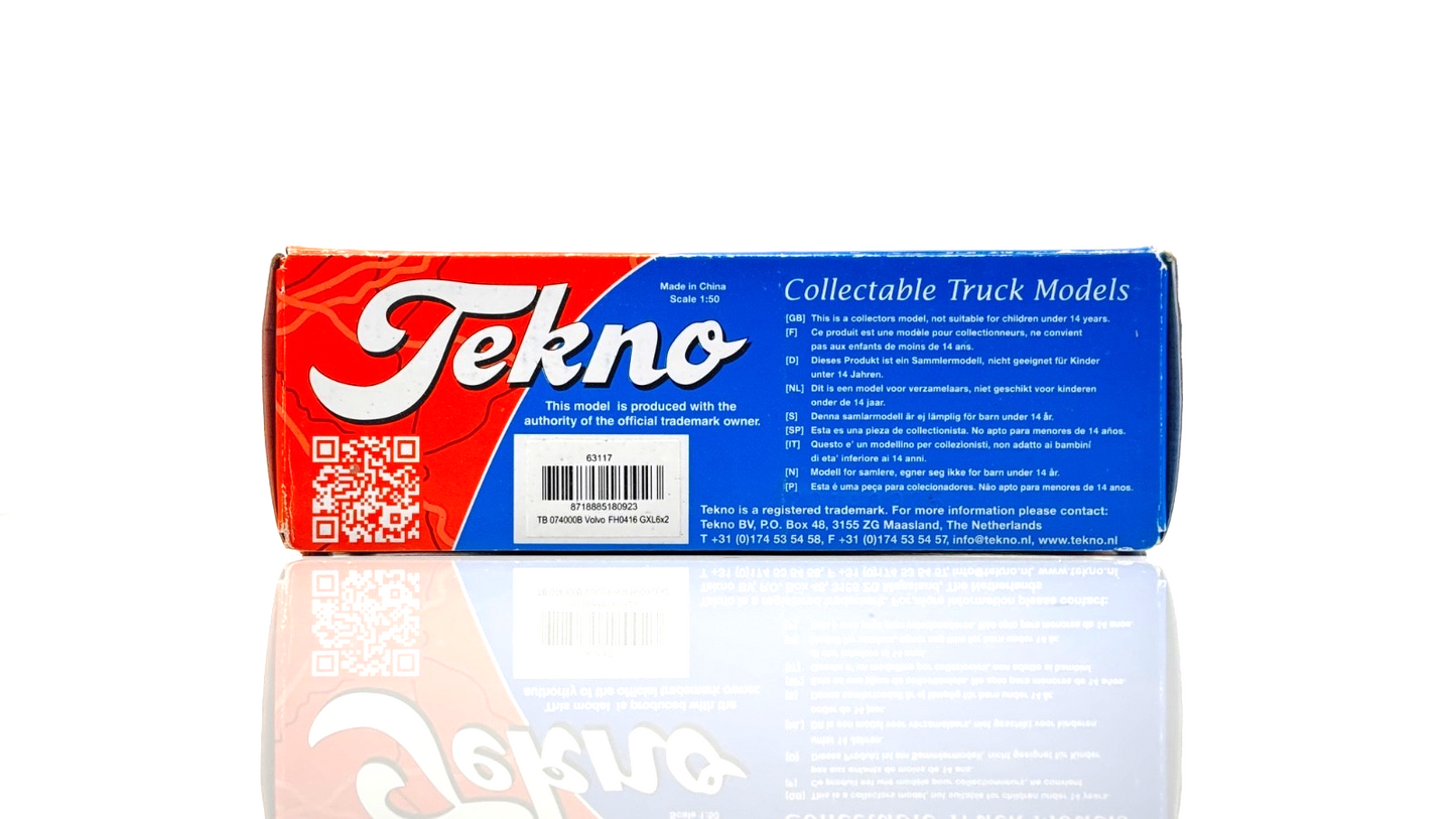 TEKNO 1/50 SCALE - 63117 - VOLVO FH16 GLOBE 6X2 WHITE TRACTOR CAB UNIT  - BOXED
