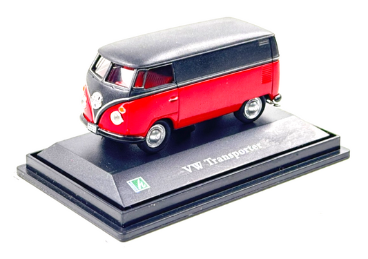 CARARAMA 1/72 SCALE - VW VOLKSWAGEN TRANSPORTER VAN BLACK & RED - BOXED