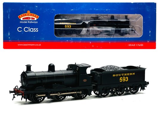 BACHMANN 00 GAUGE - 31-464 - C CLASS A593 SOUTHERN LINED BLACK LOCOMOTIVE BOXED