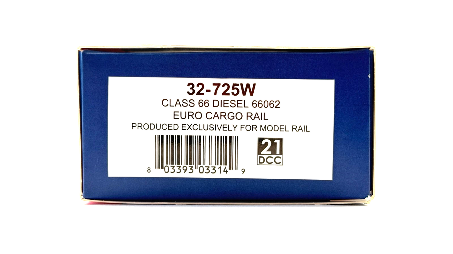 BACHMANN 00 GAUGE - 32-725W - CLASS 66 DIESEL 66062 'EWS' EURO CARGO RAIL