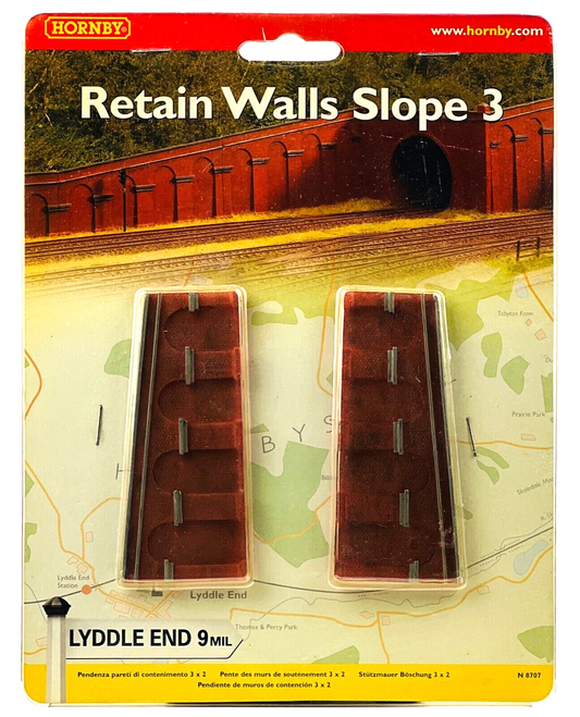 HORNBY LYDDLE END N GAUGE - N8707 - RETAIN WALLS SLOPE 3 - CARDED