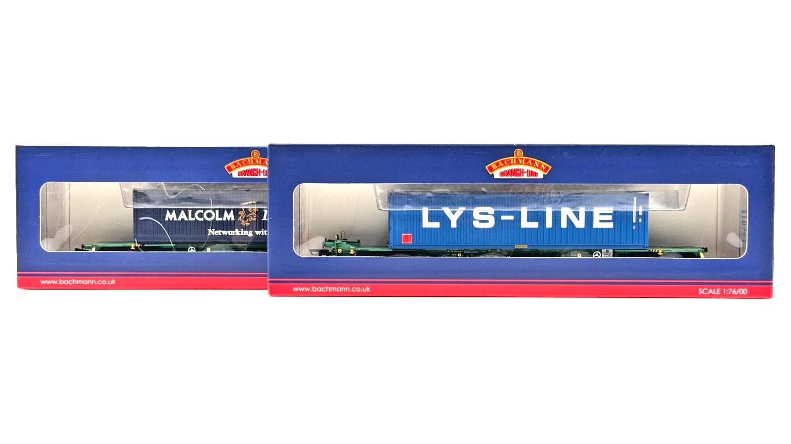 BACHMANN 00 GAUGE - 37-304 - INTERMODAL TWIN W/MALCOLM LYS-LINE CONTAINERS BOXED