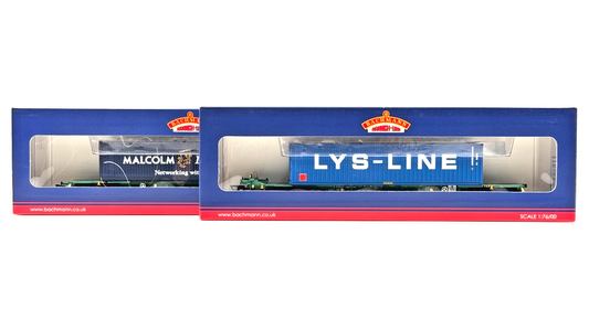 BACHMANN 00 GAUGE - 37-304 - INTERMODAL TWIN W/MALCOLM LYS-LINE CONTAINERS BOXED