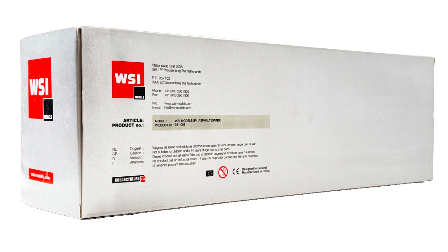 WSI 1/50 SCALE - 03-1003 - 3 AXLE ASPHALT TIPPER TRUCK SILVER BOXED