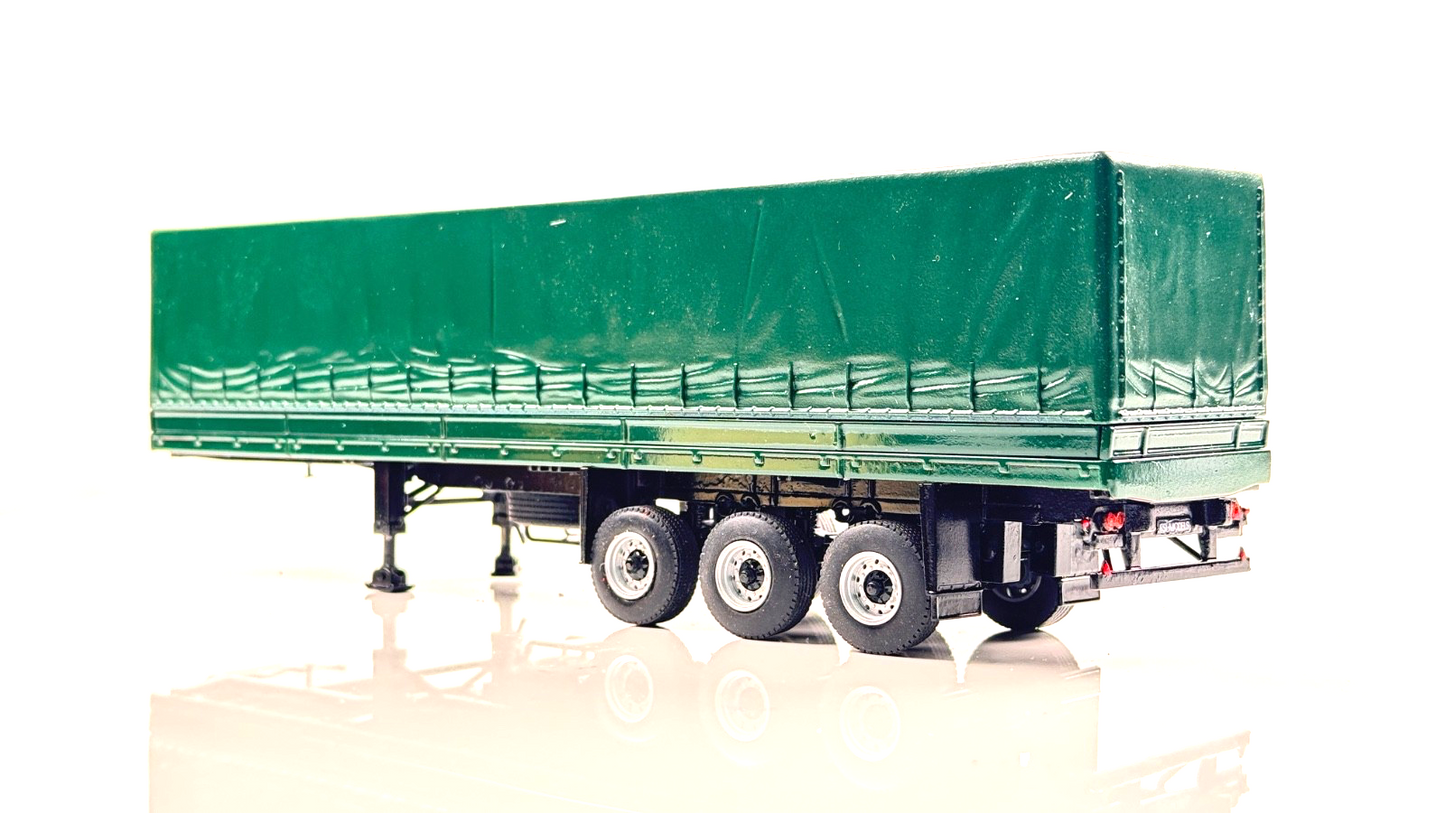 WSI 1/50 SCALE - 13-1028 - CLASSIC CURTAIN SIDE TRAILER 3 AXLE REFINISHED GREEN
