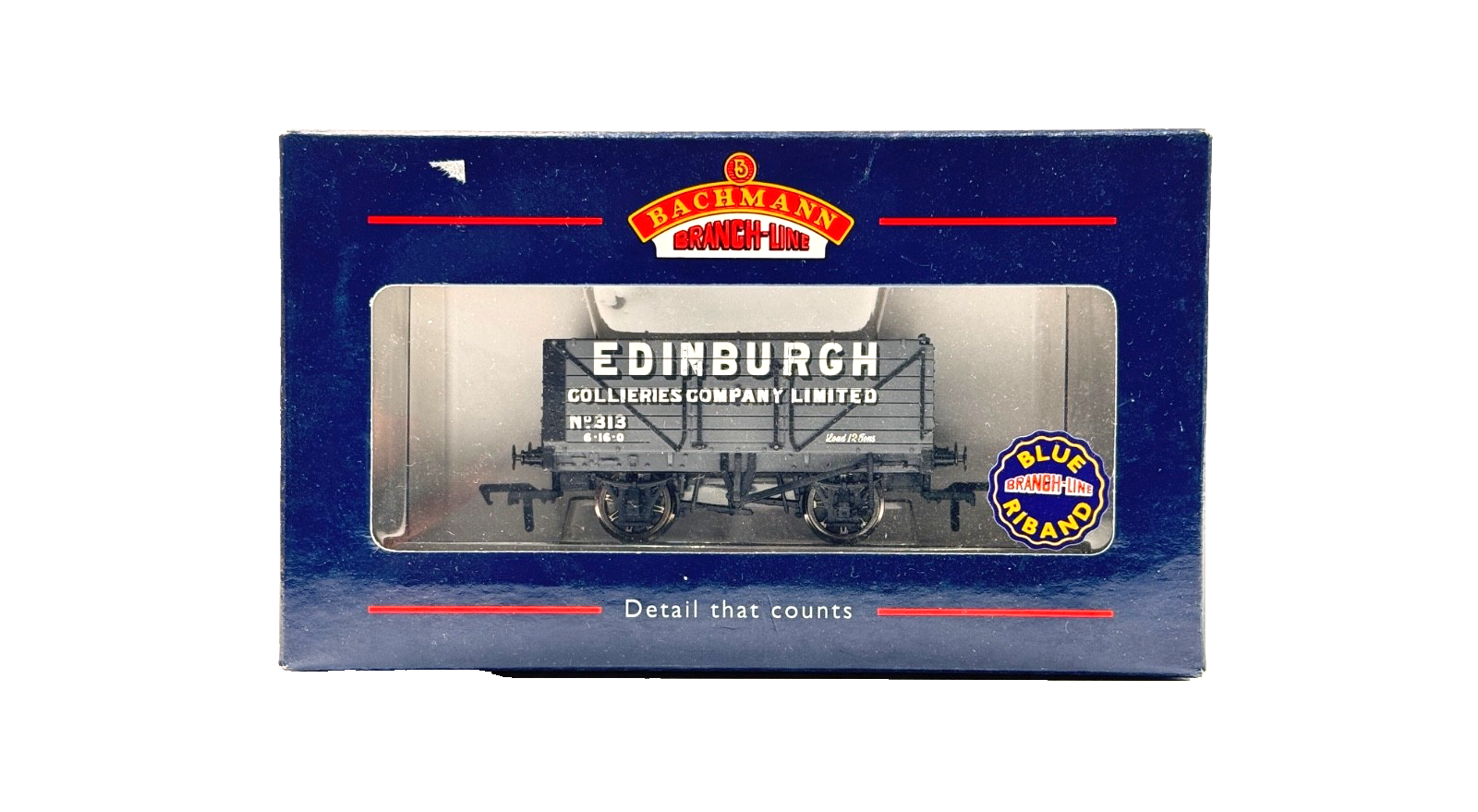 BACHMANN 00 GAUGE - 37-080R - 7 PLANK END DOOR WAGON EDINBURGH COLLIERY NO.313