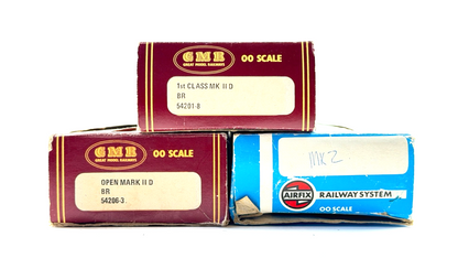 AIRFIX 00 GAUGE - RAKE OF 3 BR BLUE GREY MK2 INTERCITY PASSENGER COACHES BOXED 2