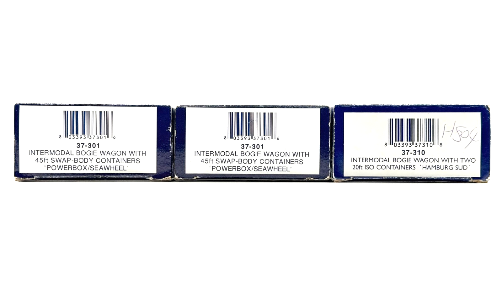BACHMANN 00 GAUGE - 37-301/37-310 - INTERMODAL BOGIE WAGONS POWERBOX HAMBURG SUD