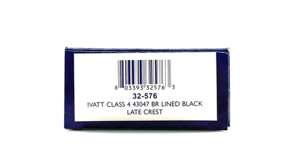 BACHMANN 00 GAUGE - 32-576 - IVATT CLASS 4 43047 BR LINED BLACK LATE CREST BOXED
