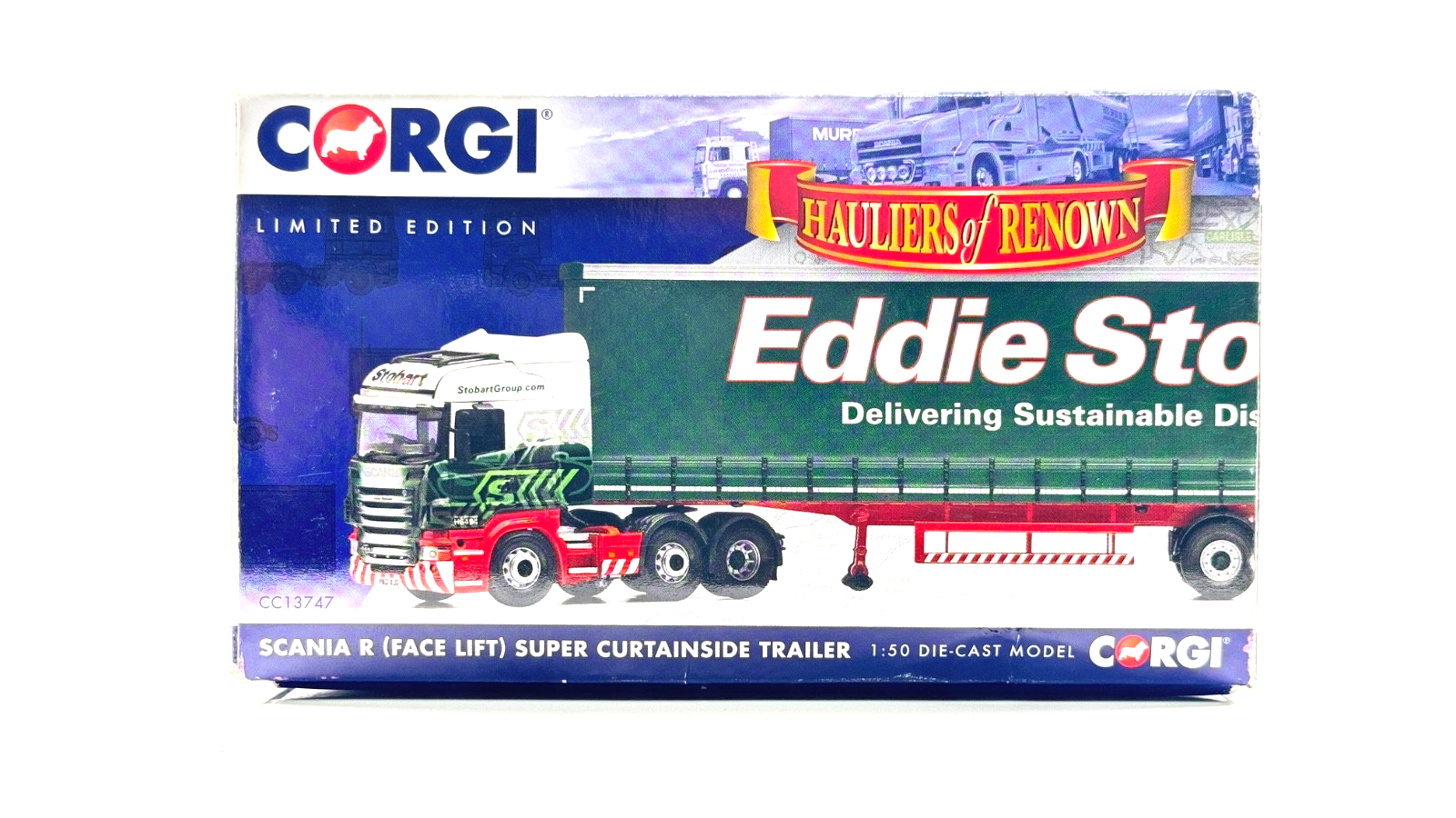 CORGI 1/50 SCALE - CC13747 - REPAINTED/REFINISHED GREEN CURTAINSIDE TRAILER ONLY