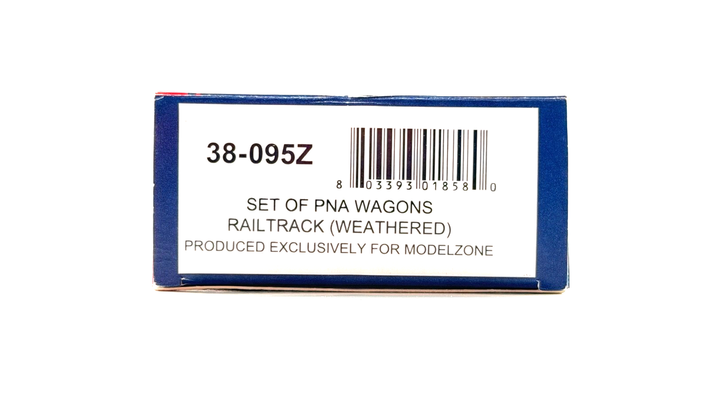 BACHMANN 00 GAUGE - 37-095Z - SET OF PNA WAGONS RAILTRACK (WEATHERED) MODELZONE