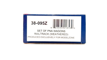 BACHMANN 00 GAUGE - 37-095Z - SET OF PNA WAGONS RAILTRACK (WEATHERED) MODELZONE
