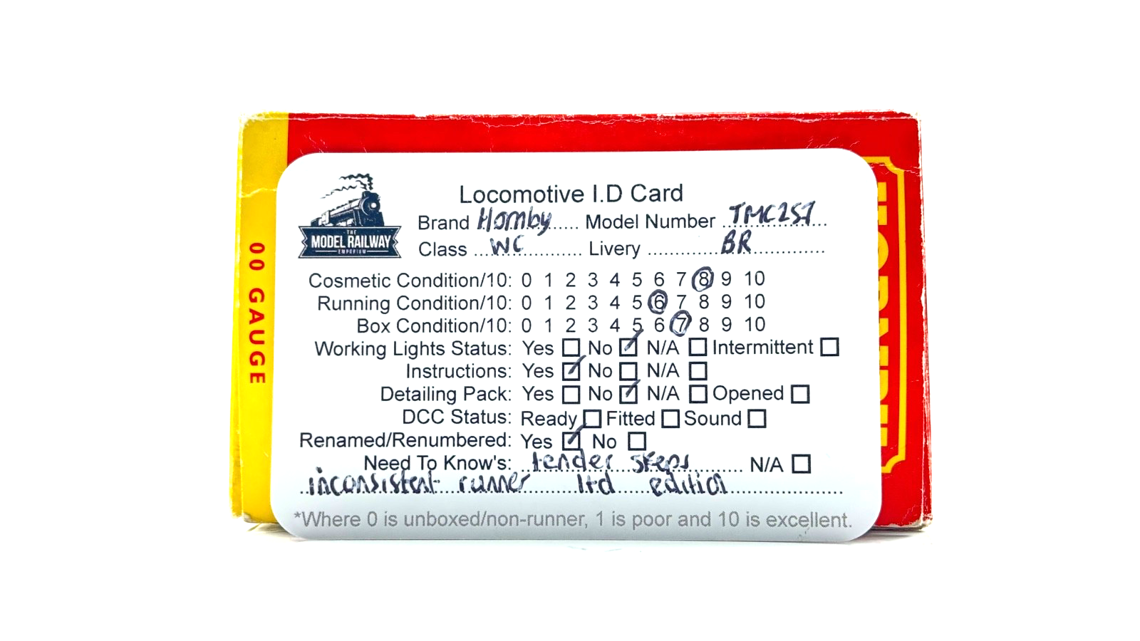 HORNBY 00 GAUGE - TMC257 - BR 4-6-2 WEST COUNTRY 34107 BLANDFORD FORUM TMC