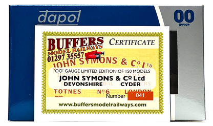 DAPOL 00 GAUGE - JOHN SYMONS & CO DEVONSHIRE CYDER TOTNES NO.6 (BUFFERS LTD ED)