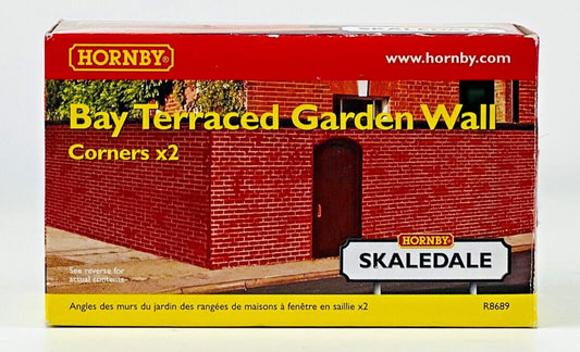 HORNBY SKALEDALE 00 GAUGE - R8689 - BAY TERRACED GARDEN WALL (CORNERS X 2) BOXED