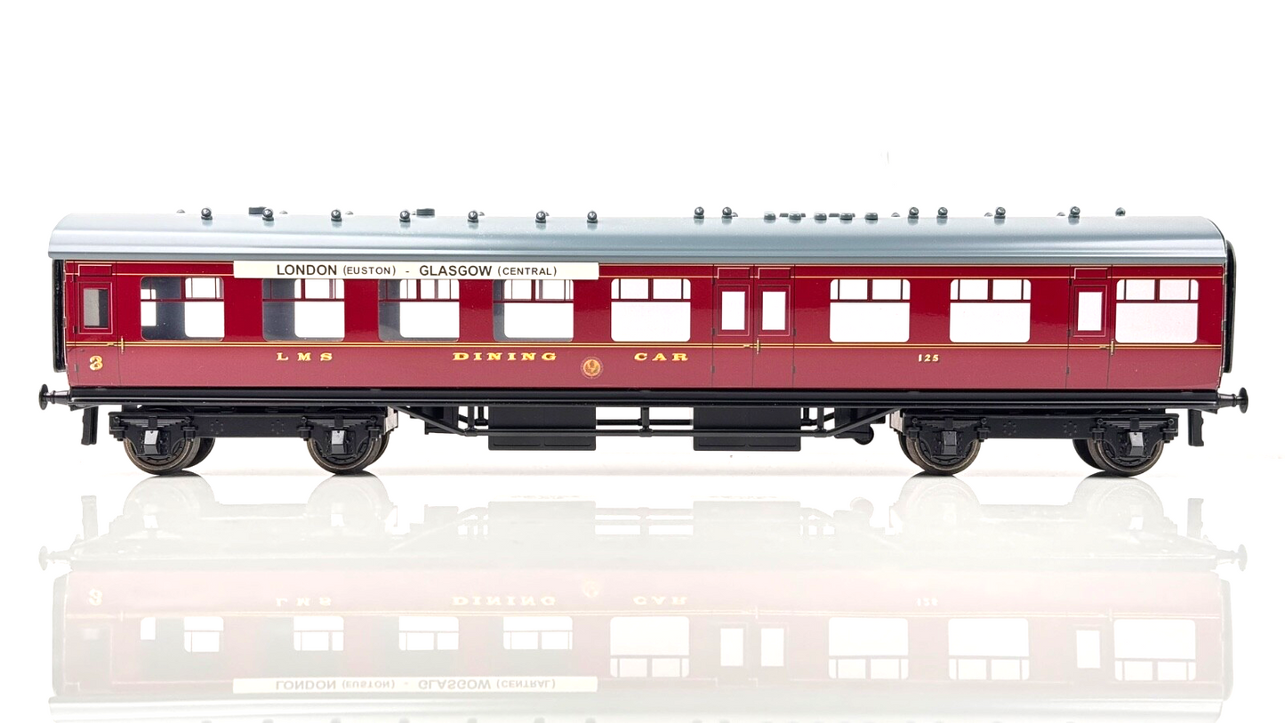 ACE TRAINS O GAUGE - C18-D - LMS MAROON DINING CAR COACH 125 - BOXED