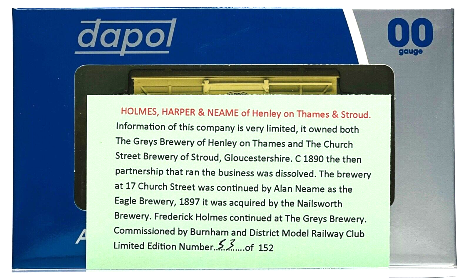 DAPOL 00 GAUGE - HOLMES HARPER & NEAME HENLEY THAMES (BURNHAM LIMITED EDITION)