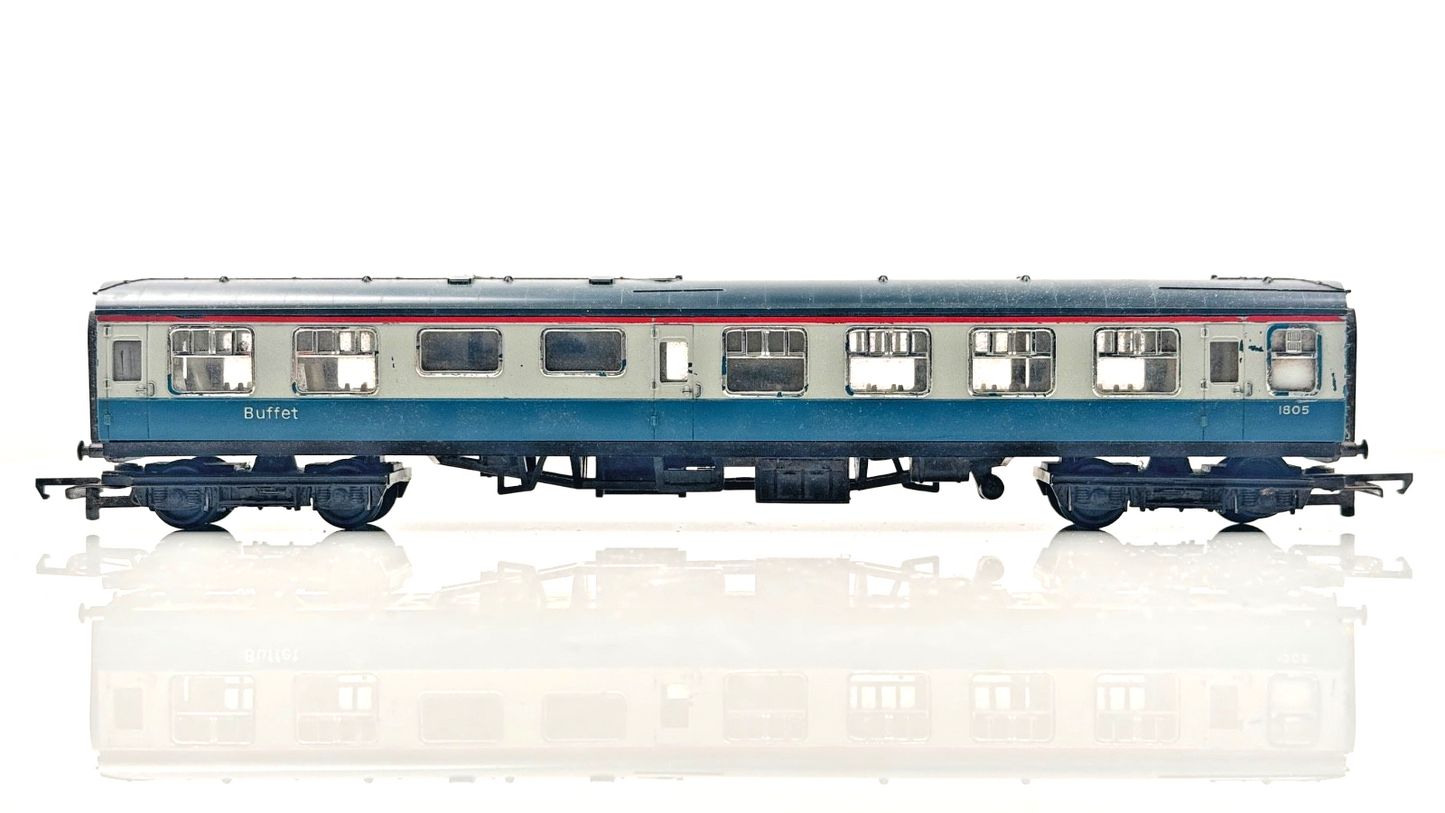 HORNBY 00 GAUGE - RAKE OF 4 BR BLUE GREY MK1/MK2 PLAYWORN COACHES - UNBOXED