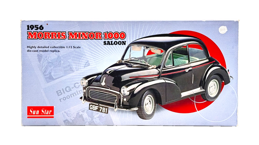 SUNSTAR 1:12 SCALE REPLICA - 1956 MORRIS MINOR 1000 SALOON BLACK DIECAST REPLICA