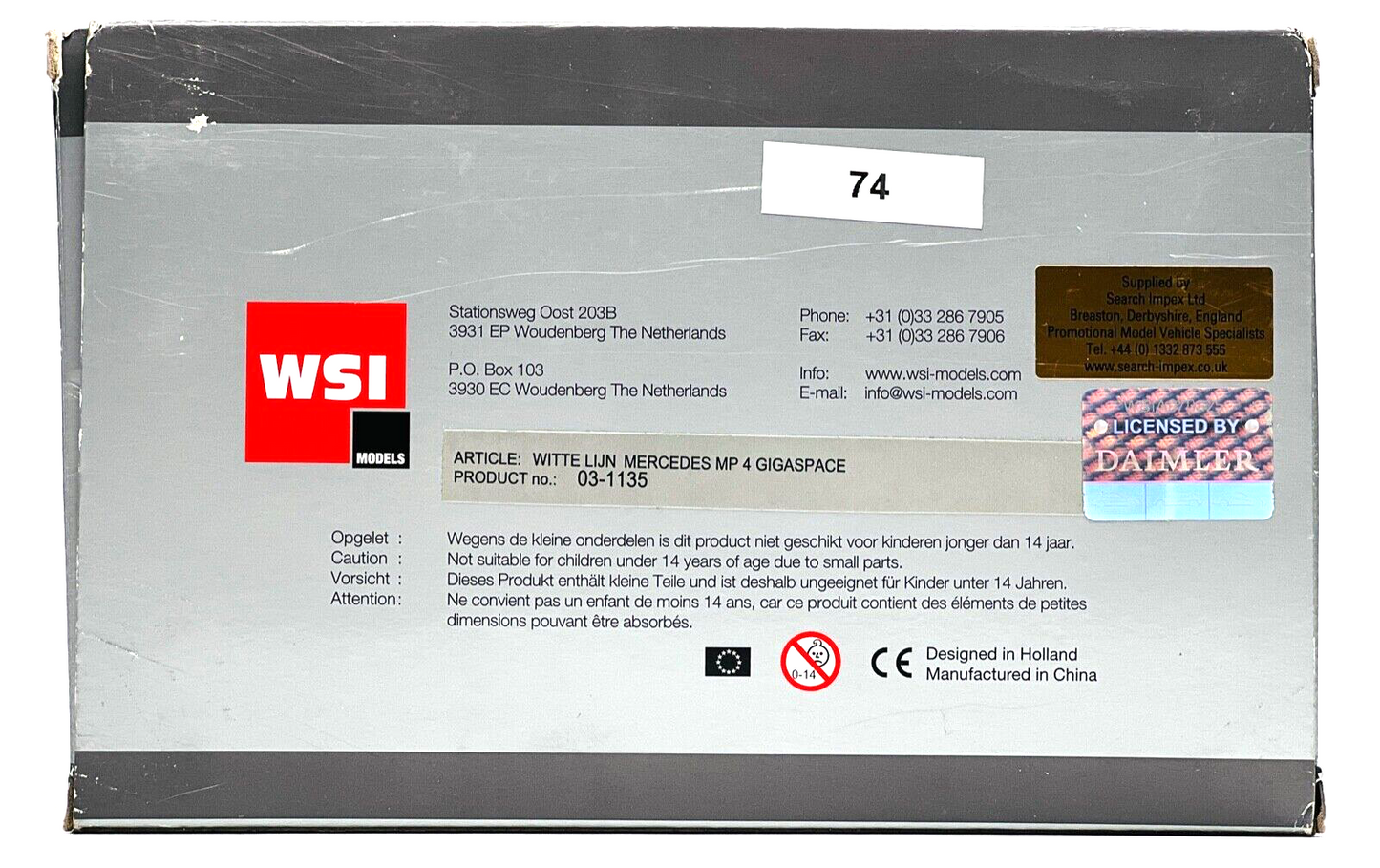 WSI 1/50 SCALE - 03-1135 - MERCEDES BENZ 'NETWORK RAIL' WHITE CAB BOXED (74)