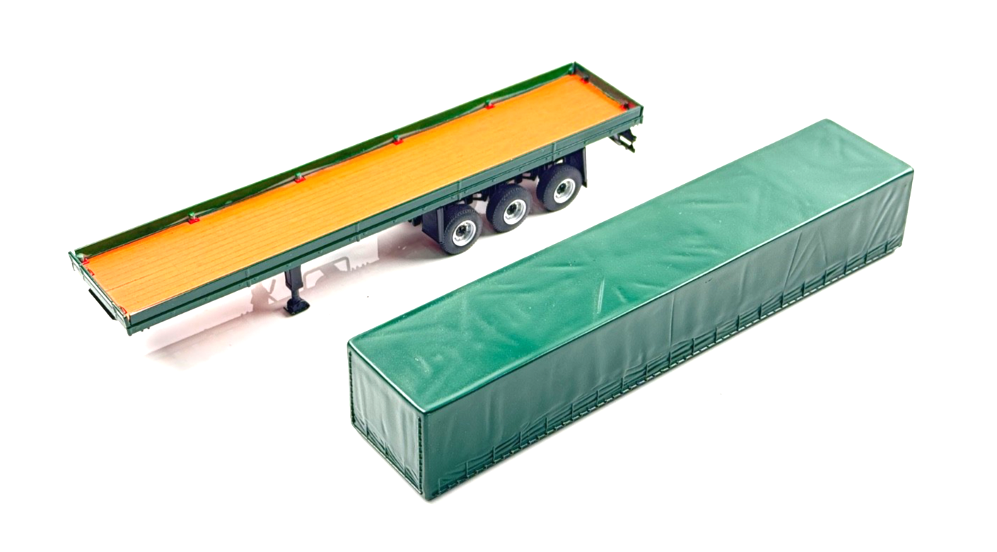 WSI 1/50 SCALE - 13-1028 - CLASSIC CURTAIN SIDE TRAILER 3 AXLE REFINISHED GREEN
