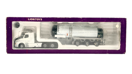 LION TOYS 1/50 SCALE - VOLVO TRACTOR UNIT & GREEN/WHITE TANKER TRAILER - BOXED