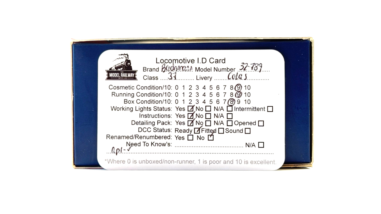 BACHMANN 00 GAUGE - 32-789 - CLASS 37/0 37099 MERL EVANS COLAS RAIL BOXED