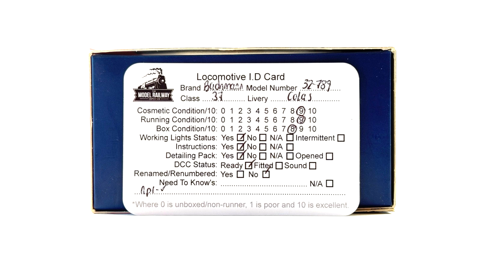 BACHMANN 00 GAUGE - 32-789 - CLASS 37/0 37099 MERL EVANS COLAS RAIL BOXED