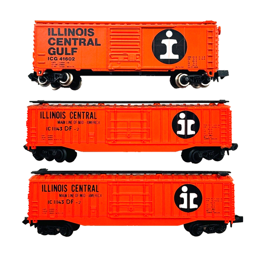 AMERICAN N GAUGE - 3 X WAGONS ILLINOIS CENTRAL GULF REEFER FREIGHT UNBOXED