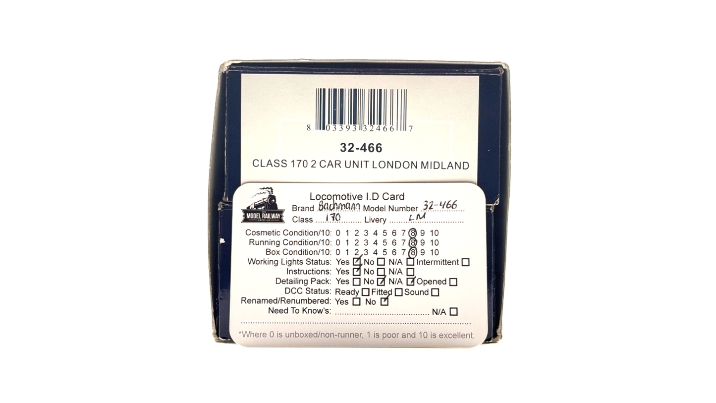 BACHMANN 00 GAUGE - 32-466 - CLASS 170 2 CAR UNIT LONDON MIDLAND DMU BOXED