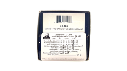 BACHMANN 00 GAUGE - 32-466 - CLASS 170 2 CAR UNIT LONDON MIDLAND DMU BOXED