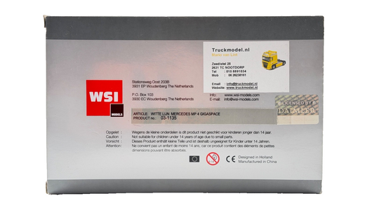 WSI 1/50 SCALE - 03-1135 - MERCEDES MP4 GIGASPACE PLAIN WHITE TRACTOR CAB BOXED