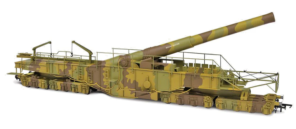 OXFORD RAIL 00 GAUGE - OR76BOOM03 - RAILGUN WW1 BOCHE BUSTER CAMOUFLAGE NEW