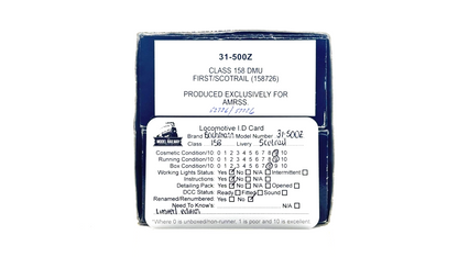 BACHMANN 00 GAUGE - 31-500Z - CLASS 158 DMU FIRST SCOTRAIL 158726 AMRSS - BOXED