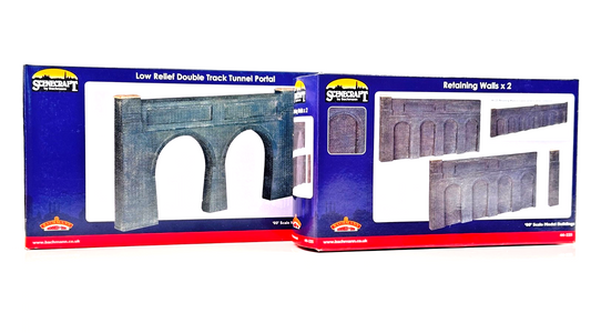 BACHMANN 00 GAUGE SCENECRAFT - 44-225/44-228 - LOW RELIEF TUNNEL PORTALS & WALLS