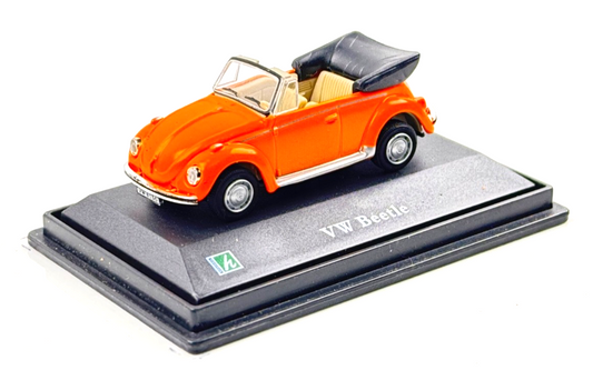 CARARAMA 1/72 SCALE - VW VOLKSWAGEN CLASSIC BEETLE SOFT TOP ORANGE - BOXED