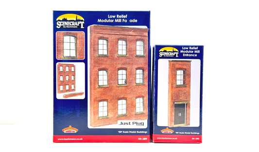 BACHMANN 00 GAUGE SCENECRAFT - 44-289/44-290 - LOW RELIEF MILL FACADE & ENTRANCE