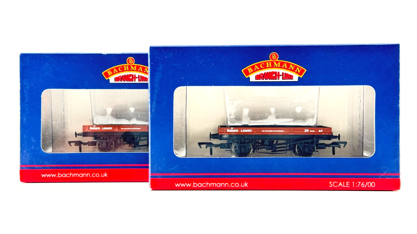 BACHMANN 00 GAUGE - 37-479 - 1 PLANK CONFLAT LOWFIT WAGON BR BAUXITE (LATE) X2