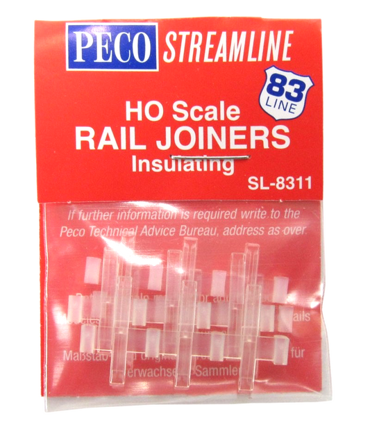 PECO HO SCALE SL-8311 - RAIL JOINERS INSULATING SEALED PACK 83 LINE