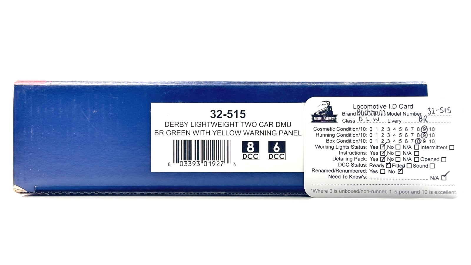 BACHMANN 00 GAUGE - 32-515 - DERBY LIGHTWEIGHT TWO CAR DMU BR GREEN YELLOW W/P