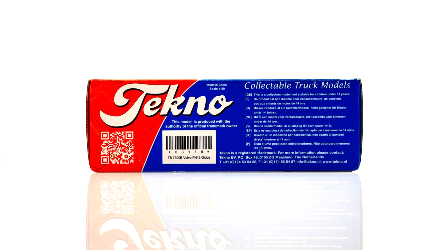 TEKNO 1/50 SCALE - 63118 - VOLVO FH16 GLOBE 6X2 WHITE TRACTOR CAB UNIT  - BOXED