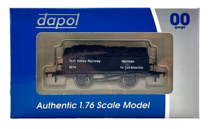 DAPOL 00 GAUGE - TEIFI VALLEY RAILWAY BALLAST WAGON BLACK (P) (LIMITED EDITION)