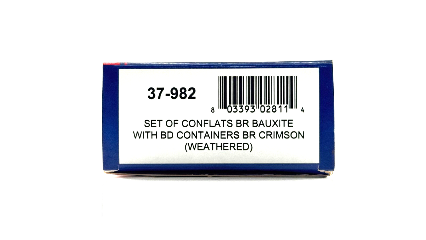 BACHMANN 00 GAUGE - 37-982 - SET OF BR BAUXITE CONFLATS BD CONTAINERS WEATHERED