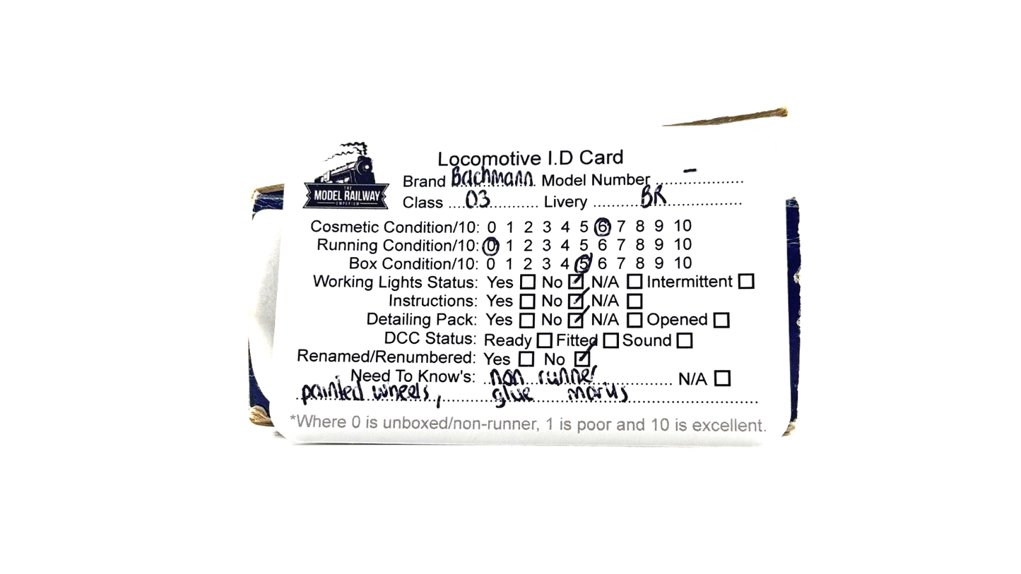 BACHMANN 00 GAUGE - CLASS 03 DIESEL SHUNTER BR GREEN D2083 - SPARES REPAIRS